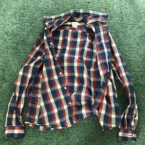 Medium Red, White, Blue Men’s Plaid Gap Button Up